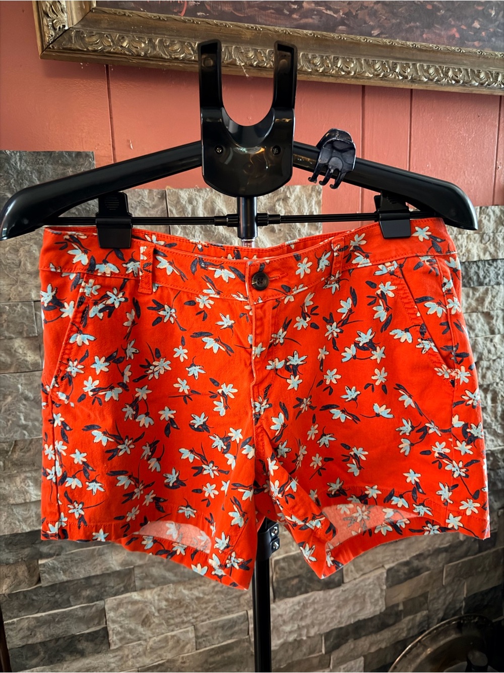 a.n.a Orange Floral Jean Shorts